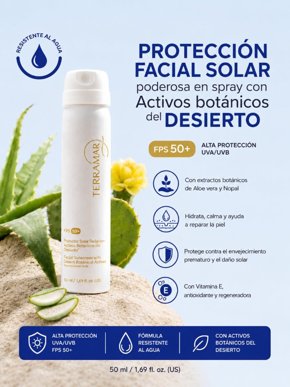 Protector Solar Facial FPS 50+/Facial Sunscreen SPF 50+